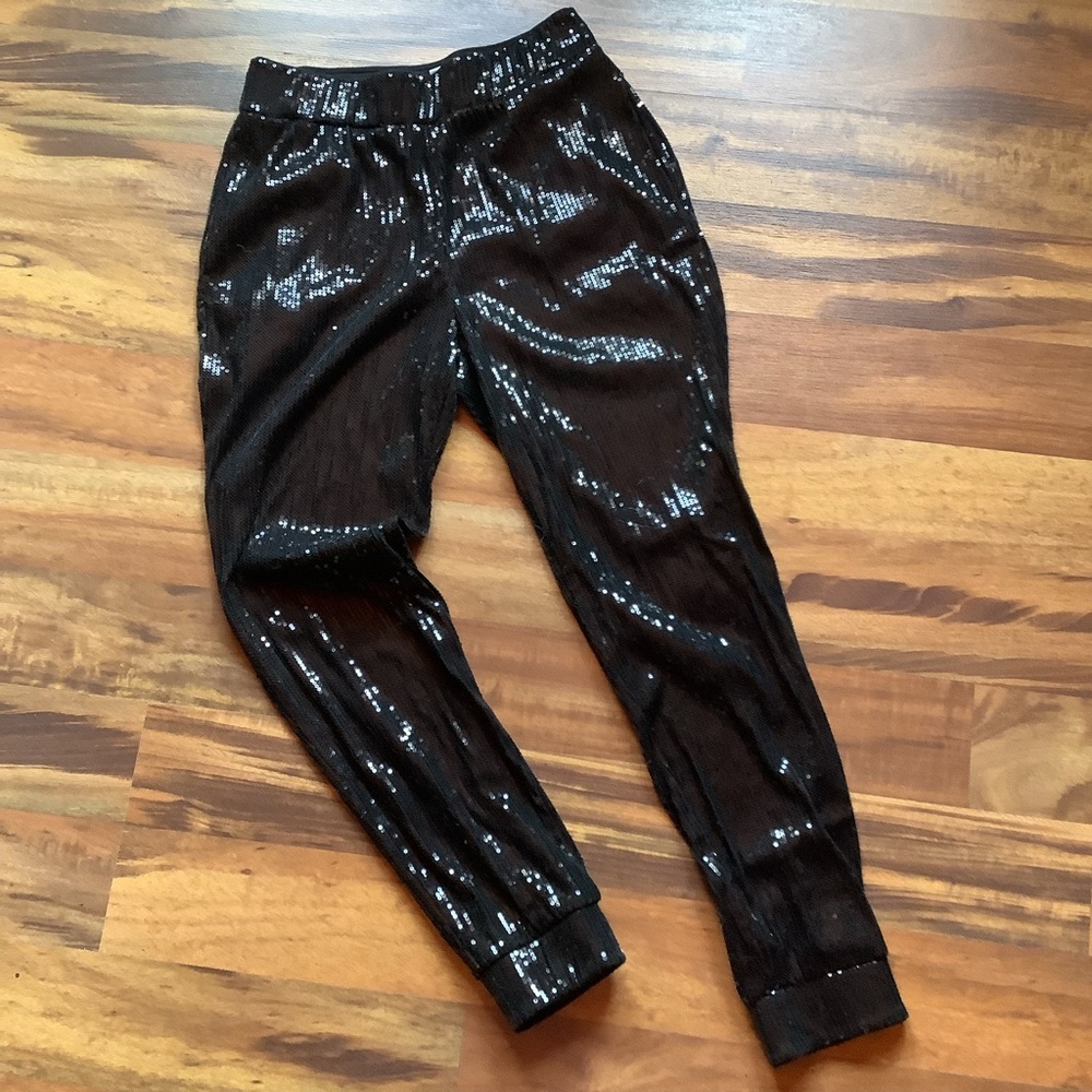 Nine West Size Small black sequined pull on jogger pants